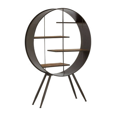 Orsina Trinity Round Metal and Wood Shelf Unit – Industrial Display