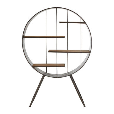 Orsina Trinity Round Metal and Wood Shelf Unit – Industrial Display