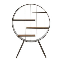 Orsina Trinity Round Metal and Wood Shelf Unit – Industrial Display