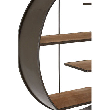Orsina Trinity Round Metal and Wood Shelf Unit – Industrial Display