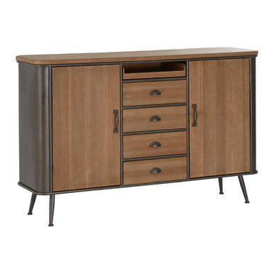 Orsina Trinity 4 Drawer Cabinet – Industrial Timber & Black Storage