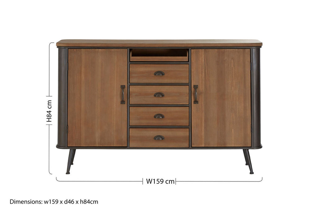 Orsina Trinity 4 Drawer Cabinet – Industrial Timber & Black Storage