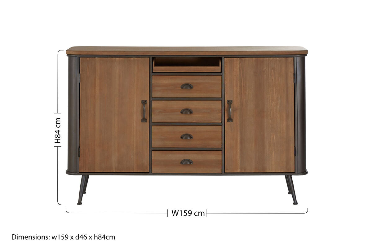 Orsina Trinity 4 Drawer Cabinet – Industrial Timber & Black Storage