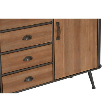 Orsina Trinity 4 Drawer Cabinet – Industrial Timber & Black Storage