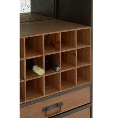 Orsina Trinity Bar Cabinet – Arched Metal & Fir Wood Wine Storage