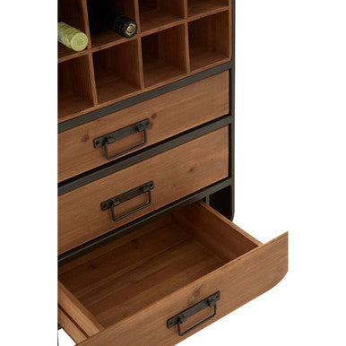 Orsina Trinity Bar Cabinet – Arched Metal & Fir Wood Wine Storage