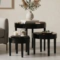 Orsina Moritz Nesting Tables – Set of 3 Black Pine Wood Side Tables