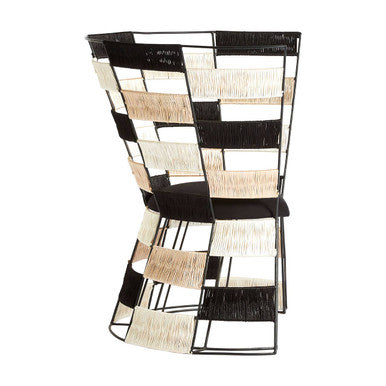 Orsina Fusion Woven Accent Chair – Beige, Black & White Pattern