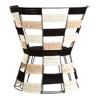Orsina Fusion Woven Accent Chair – Beige, Black & White Pattern