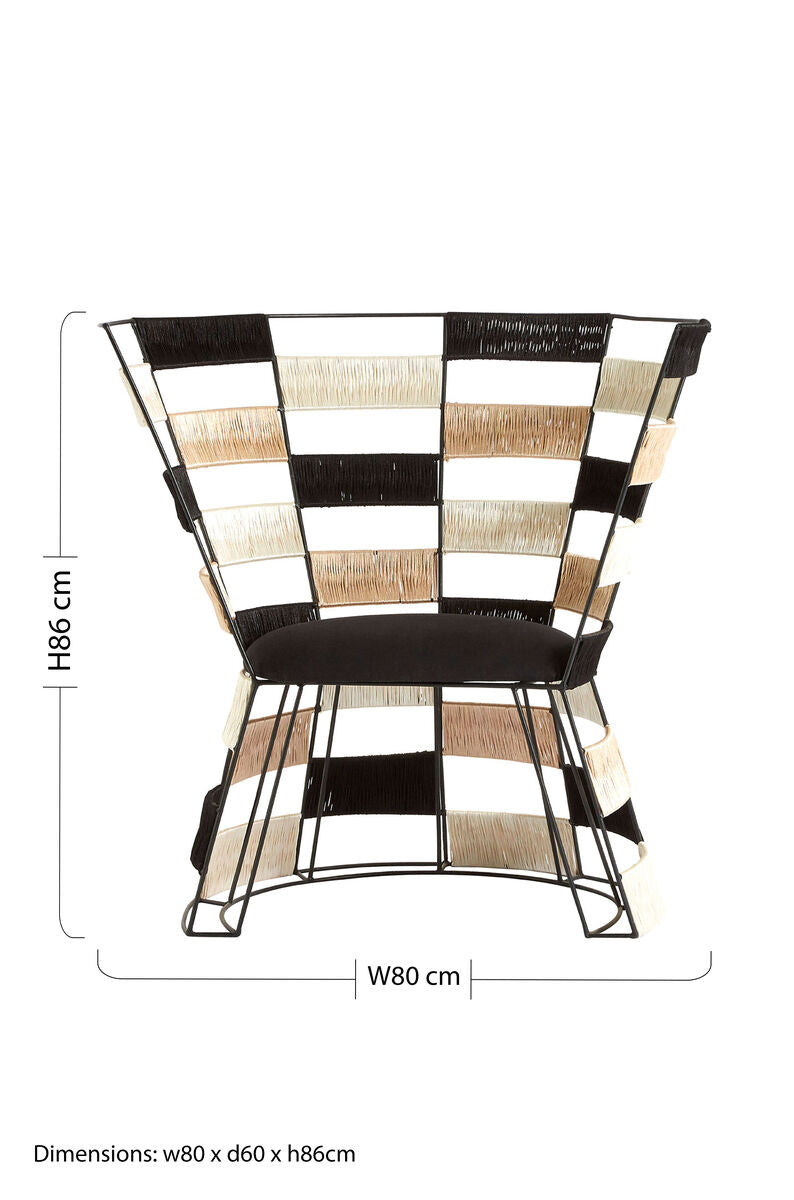 Orsina Fusion Woven Accent Chair – Beige, Black & White Pattern