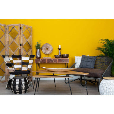 Orsina Fusion Woven Accent Chair – Beige, Black & White Pattern