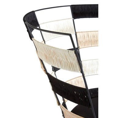 Orsina Fusion Woven Accent Chair – Beige, Black & White Pattern