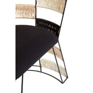 Orsina Fusion Woven Accent Chair – Beige, Black & White Pattern