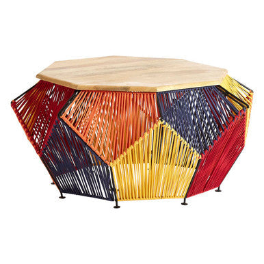 Orsina Fusion Multicoloured Woven Hexagon Coffee Table – Modern Decor