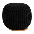 Orsina Fusion Black Knitted Pouffe – Modern Textured Footstool Ottoman