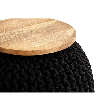 Orsina Fusion Black Knitted Pouffe – Modern Textured Footstool Ottoman