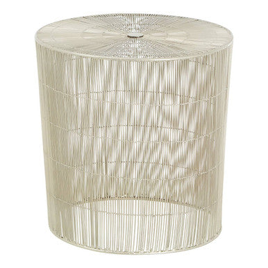 Orsina Templar Round Side Table – Pewter Finish Iron Cage Design
