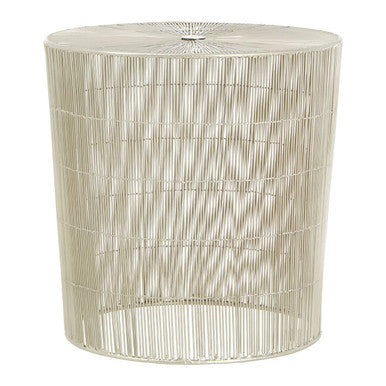 Orsina Templar Round Side Table – Pewter Finish Iron Cage Design