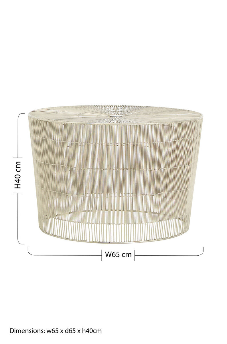 Orsina Templar Round Side Table – Pewter Finish Metal Cage Design