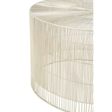 Orsina Templar Round Side Table – Pewter Finish Metal Cage Design