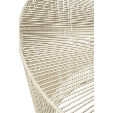 Orsina Templar Round Side Table – Pewter Finish Metal Cage Design