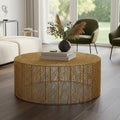 Orsina Templar Round Gold Iron Coffee Table – Modern Sculptural Design