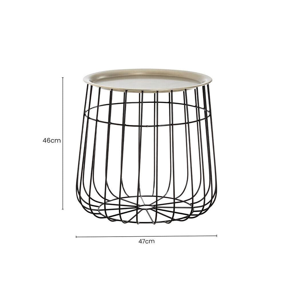 Orsina Templar Side Table – Black Wireframe Geometric Metal End Table