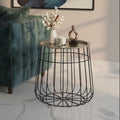Orsina Templar Side Table – Black Wireframe Geometric Metal End Table