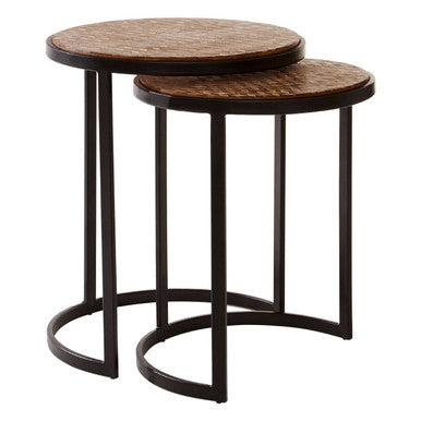 Orsina Halle Nesting Tables – Set of 2 Chevron Design Accent Tables
