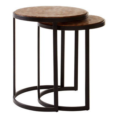Orsina Halle Nesting Tables – Set of 2 Chevron Design Accent Tables