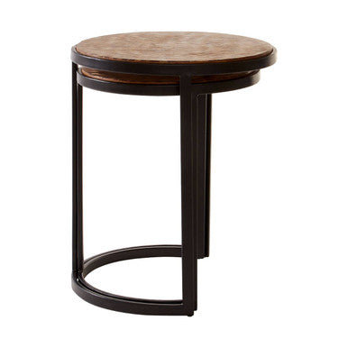Orsina Halle Nesting Tables – Set of 2 Chevron Design Accent Tables