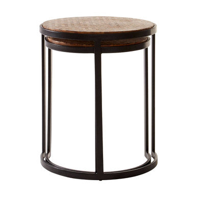 Orsina Halle Nesting Tables – Set of 2 Chevron Design Accent Tables
