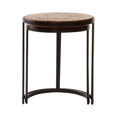 Orsina Halle Nesting Tables – Set of 2 Chevron Design Accent Tables