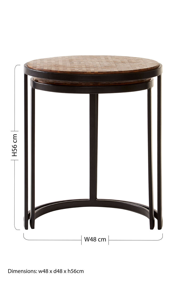 Orsina Halle Nesting Tables – Set of 2 Chevron Design Accent Tables