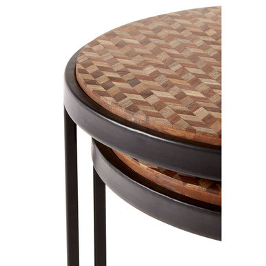 Orsina Halle Nesting Tables – Set of 2 Chevron Design Accent Tables