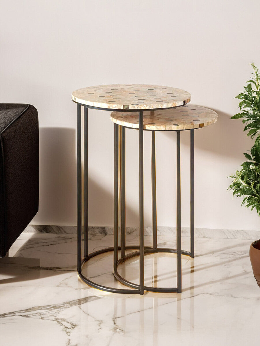 Orsina Halle Mother of Pearl Nesting Side Tables – Set of 2