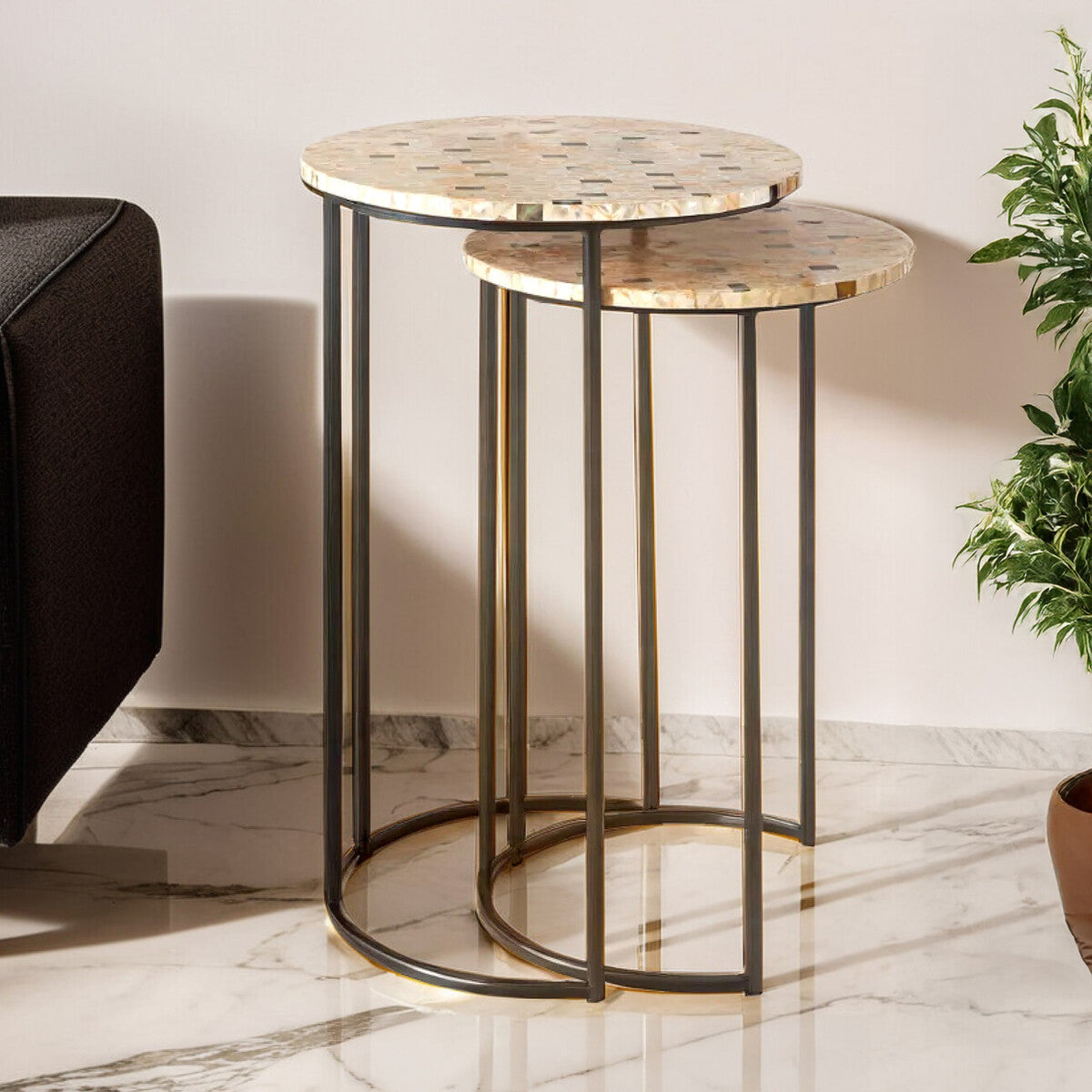 Orsina Halle Mother of Pearl Nesting Side Tables – Set of 2