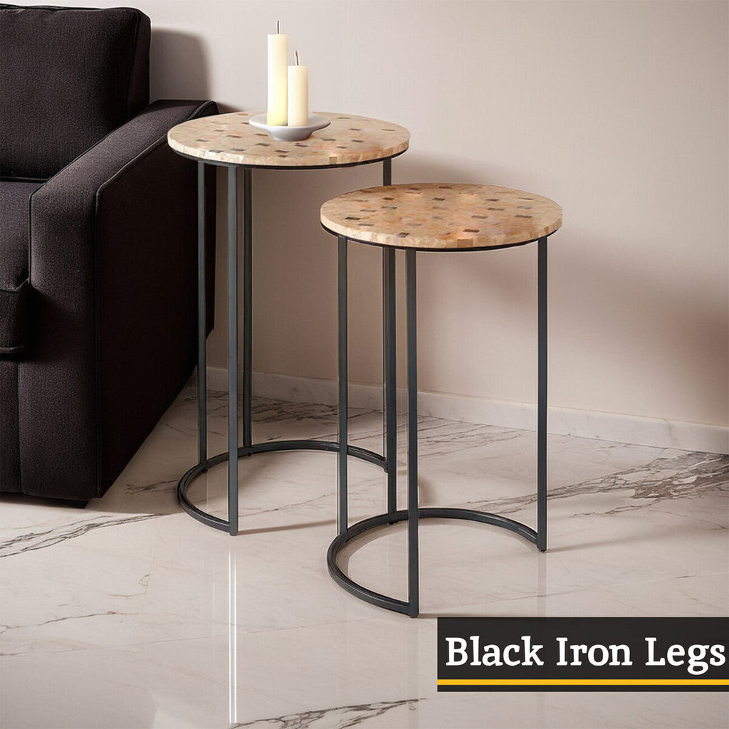 Orsina Halle Mother of Pearl Nesting Side Tables – Set of 2