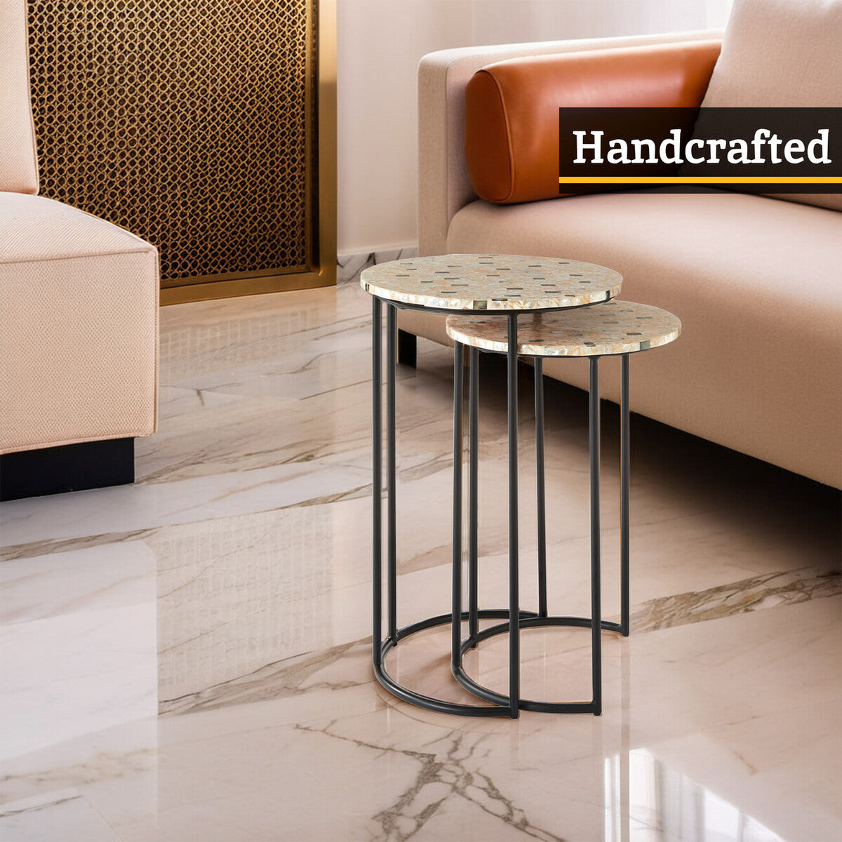 Orsina Halle Mother of Pearl Nesting Side Tables – Set of 2