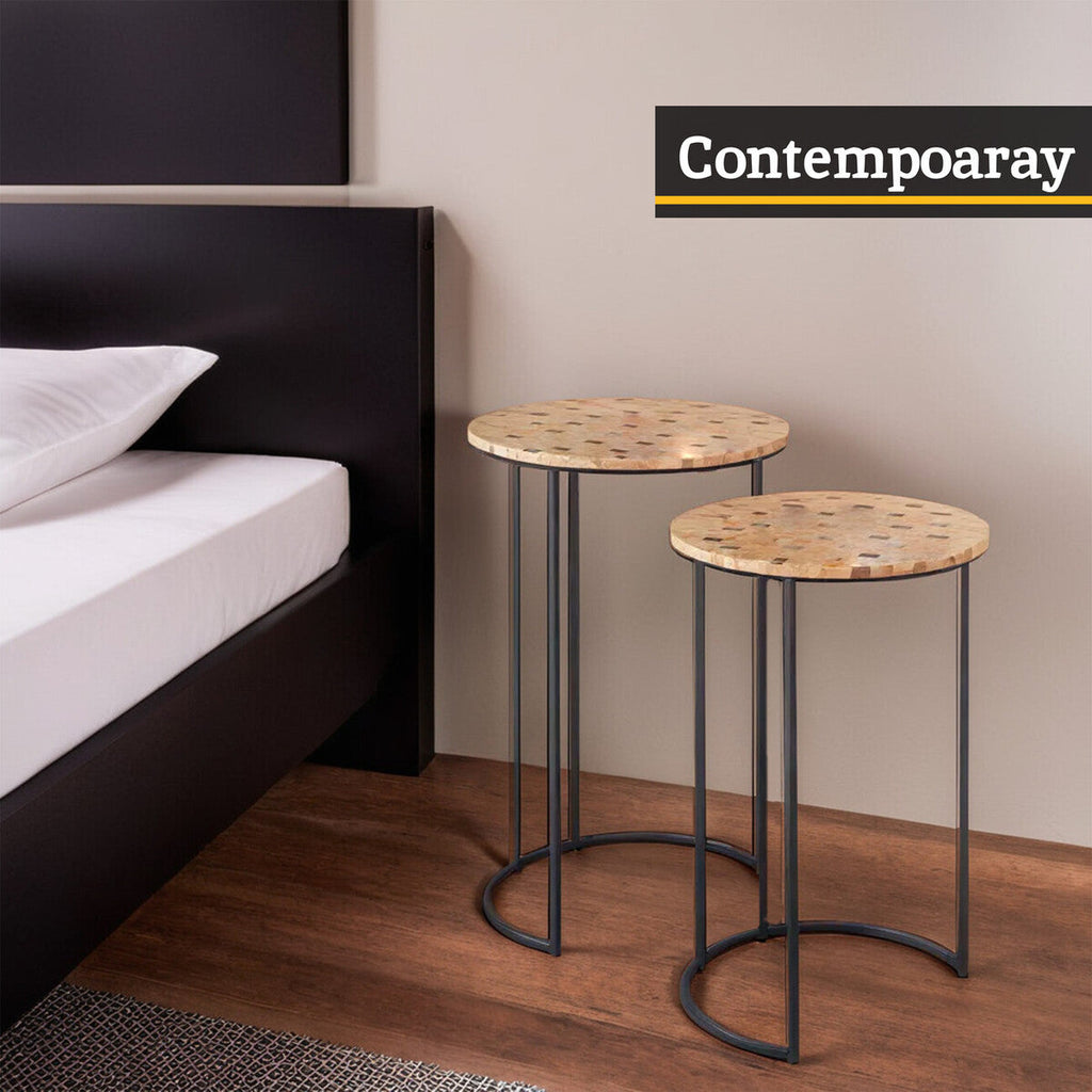 Orsina Halle Mother of Pearl Nesting Side Tables – Set of 2