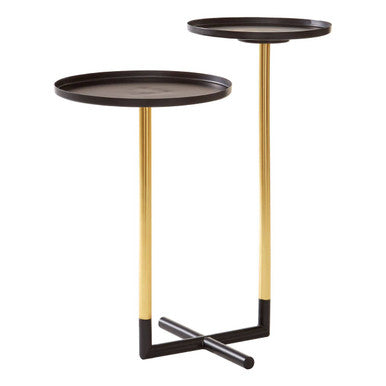 Orsina Halle 2-Tier Side Table – Modern Black and Gold Accent Table