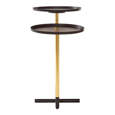 Orsina Halle 2-Tier Side Table – Modern Black and Gold Accent Table