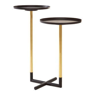 Orsina Halle 2-Tier Side Table – Modern Black and Gold Accent Table