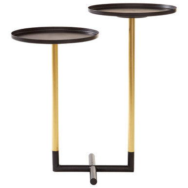 Orsina Halle 2-Tier Side Table – Modern Black and Gold Accent Table