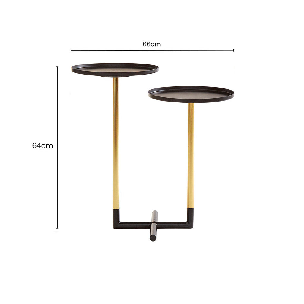 Orsina Halle 2-Tier Side Table – Modern Black and Gold Accent Table
