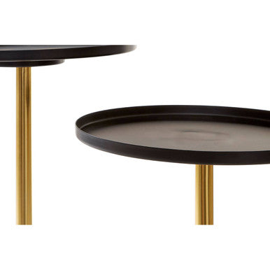 Orsina Halle 2-Tier Side Table – Modern Black and Gold Accent Table