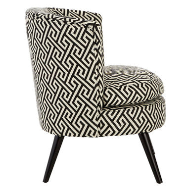 Orsina Regent Park Round Accent Chair – Black & Beige Greek Key