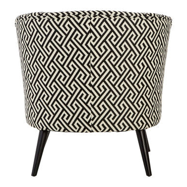 Orsina Regent Park Round Accent Chair – Black & Beige Greek Key