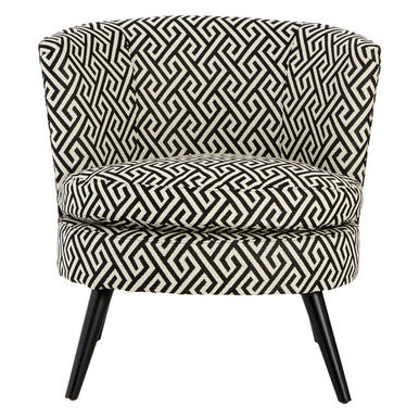 Orsina Regent Park Round Accent Chair – Black & Beige Greek Key