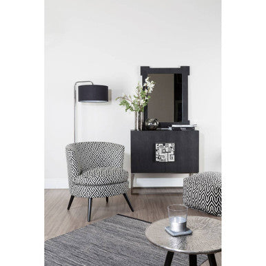 Orsina Regent Park Round Accent Chair – Black & Beige Greek Key